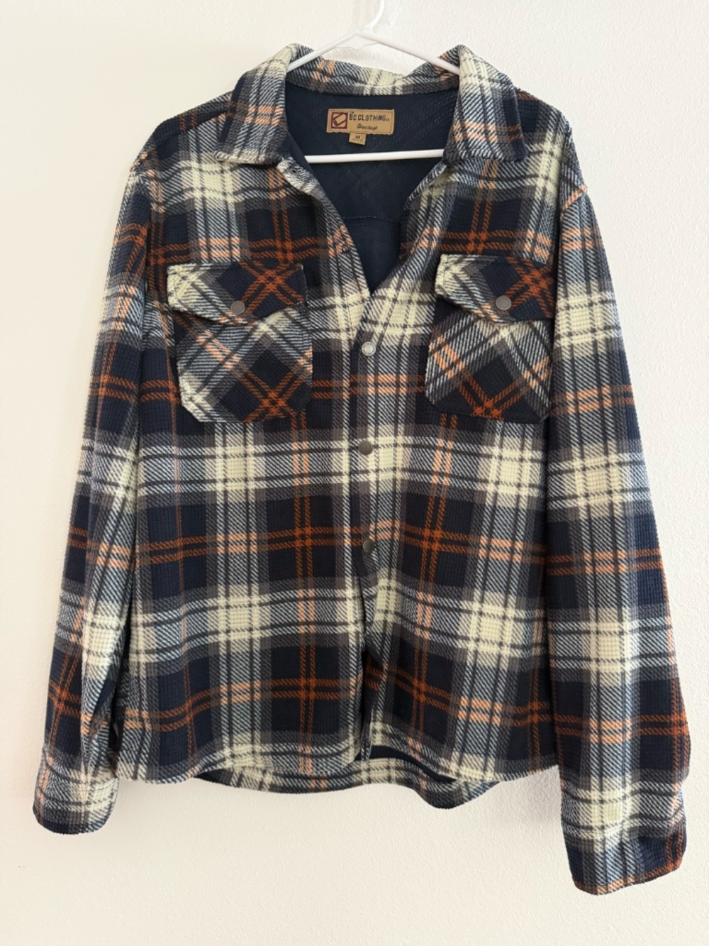 Men's Plaid Fleece Jacket Button Front
